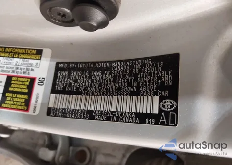 2018 Toyota Corolla Le from USA, damaged, VIN 2T1BURHE2JC062282